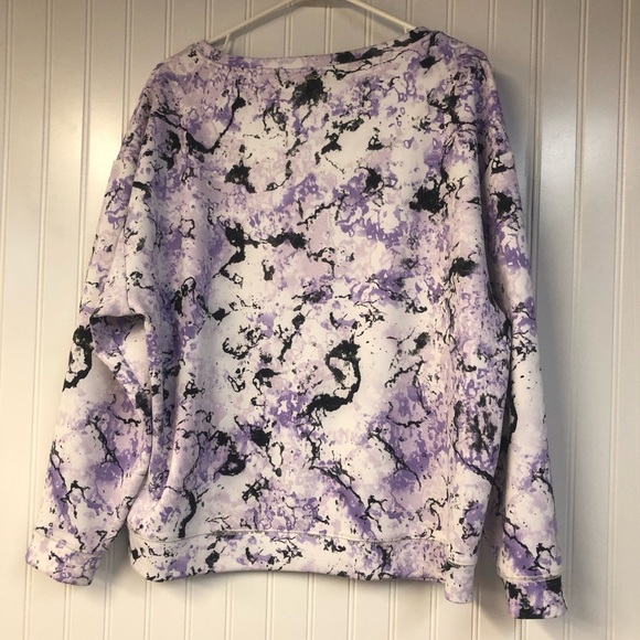 Juicy Couture Crewneck Pullover Tie Dye Sweatshirt Large Purple Black Marbled - Picture 4 of 4